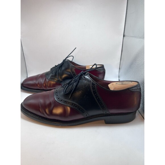 Allen Edmonds Polo Burgundy & Black Leather Oxford Dress Shoes Size 9 3E EEE - Picture 1 of 6